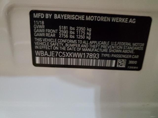 WBAJE7C5XKWW17893 - 2019 BMW 540 XI WHITE photo 12