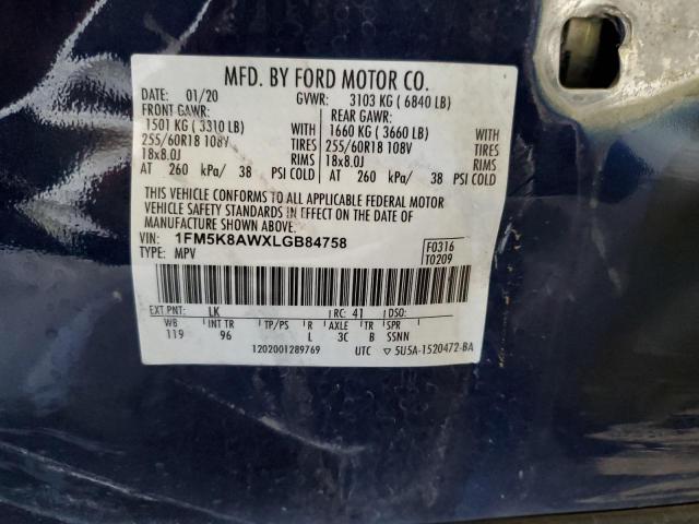 1FM5K8AWXLGB84758 - 2020 FORD EXPLORER POLICE INTERCEPTOR 蓝色 照片 13