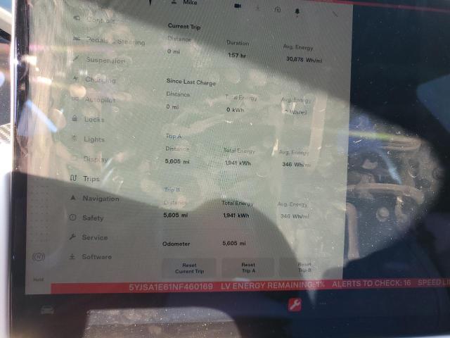 5YJSA1E61NF460169 - 2022 TESLA MODEL S Սև լուսանկար 9