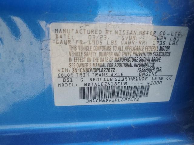 3N1CN8DV3PL827672 - 2023 NISSAN VERSA S BLUE photo 12