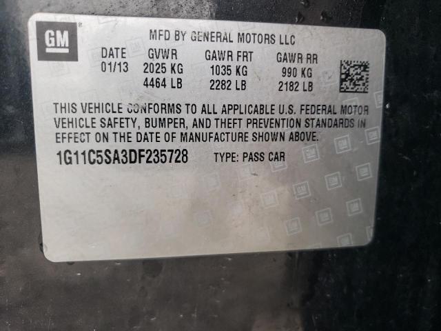 1G11C5SA3DF235728 - 2013 CHEVROLET MALIBU 1LT შავი ფოტო 12