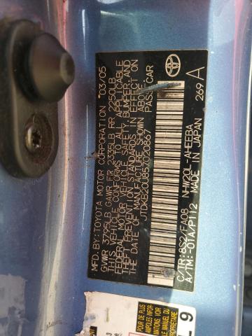 JTDKB20U857020867 - 2005 TOYOTA PRIUS BLUE photo 12