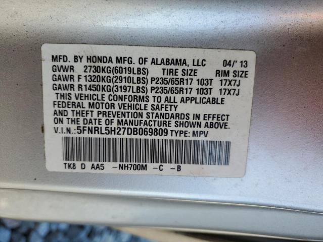 5FNRL5H27DB069809 - 2013 HONDA ODYSSEY LX SILVER photo 14