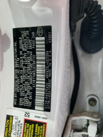4T1B11HK5JU136700 - 2018 TOYOTA CAMRY L WHITE photo 12