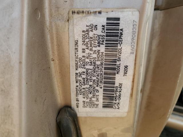 4T1BG22K3YU969094 - 2000 TOYOTA CAMRY CE 金色 照片 12