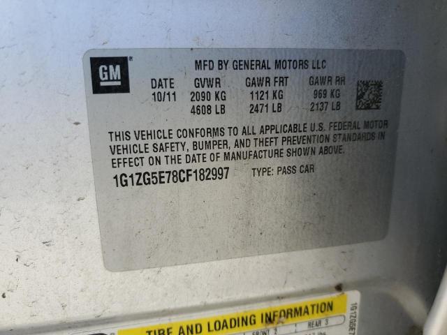 1G1ZG5E78CF182997 - 2012 CHEVROLET MALIBU LTZ ვერცხლისფერი ფოტო 12