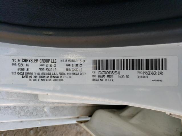 1C3CCCDGXFN523331 - 2015 CHRYSLER 200 S WHITE photo 12