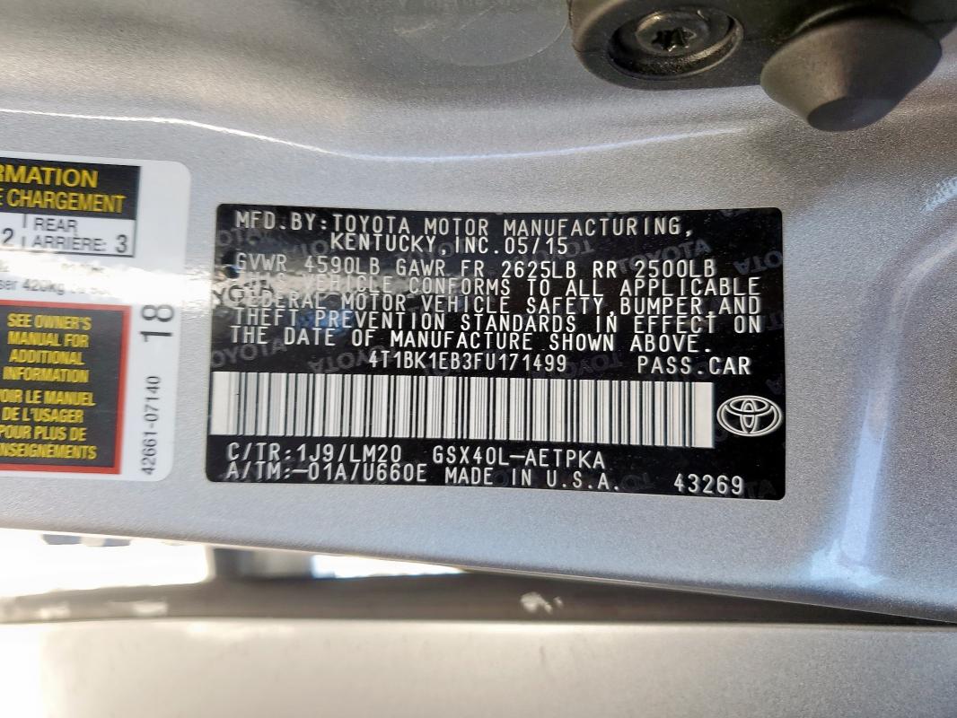 4T1BK1EB3FU171499 - 2015 TOYOTA AVALON XLE Gümüş foto 12