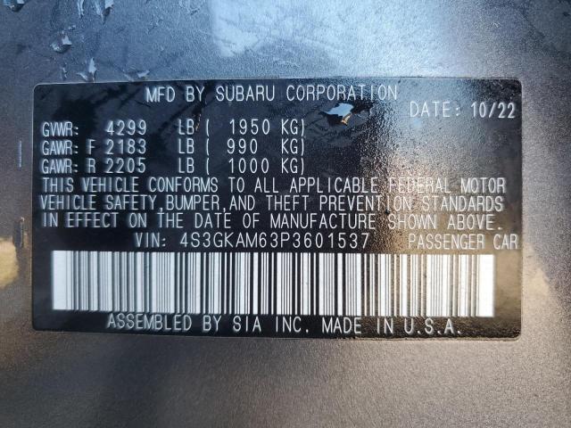 4S3GKAM63P3601537 - 2023 SUBARU IMPREZA SPORT GRAY photo 13