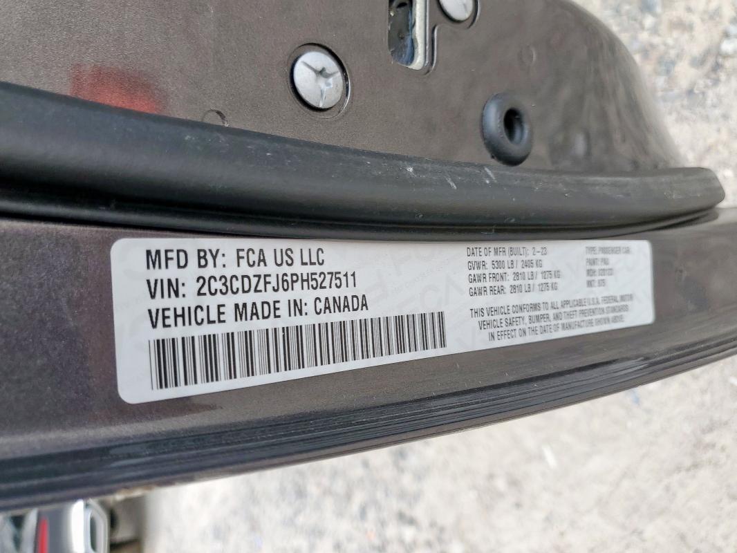 2C3CDZFJ6PH527511 - 2023 DODGE CHALLENGER R/T SCAT PACK GRAY photo 12