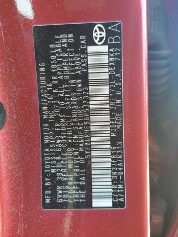 5YFBURHE9GP537323 - 2016 TOYOTA COROLLA L RED photo 13