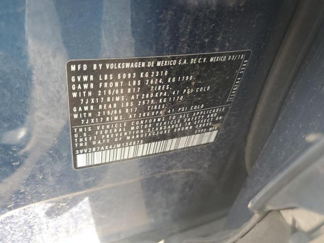 3VV2B7AX4JM134873 - 2018 VOLKSWAGEN TIGUAN SE Bleu photo 12