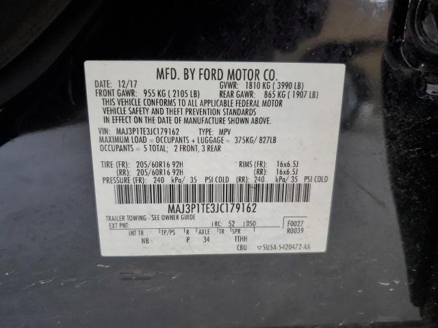 MAJ3P1TE3JC179162 - 2018 FORD ECOSPORT SE BLACK photo 13