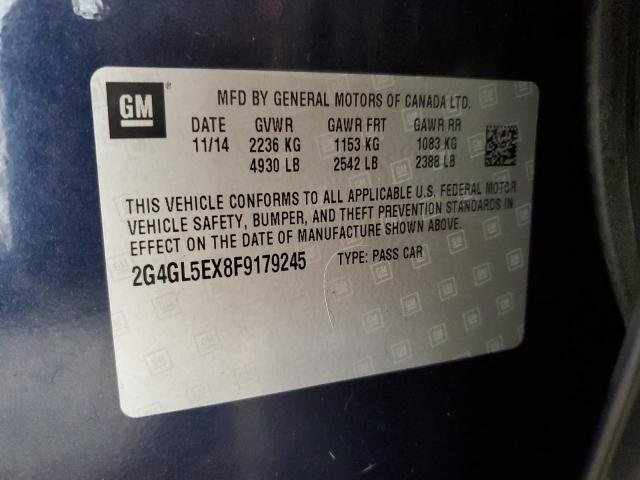 2G4GL5EX8F9179245 - 2015 BUICK REGAL BLACK photo 12