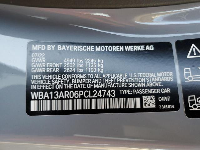 WBA13AR06PCL24743 - 2023 BMW M440XI GRAY photo 12