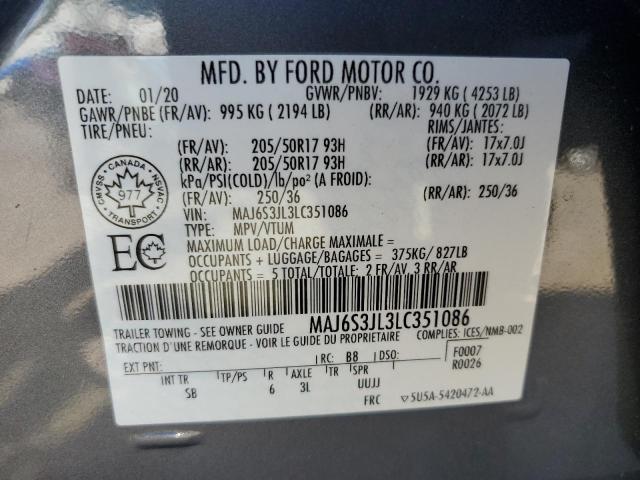 MAJ6S3JL3LC351086 - 2020 FORD ECOSPORT SES GRAY photo 13
