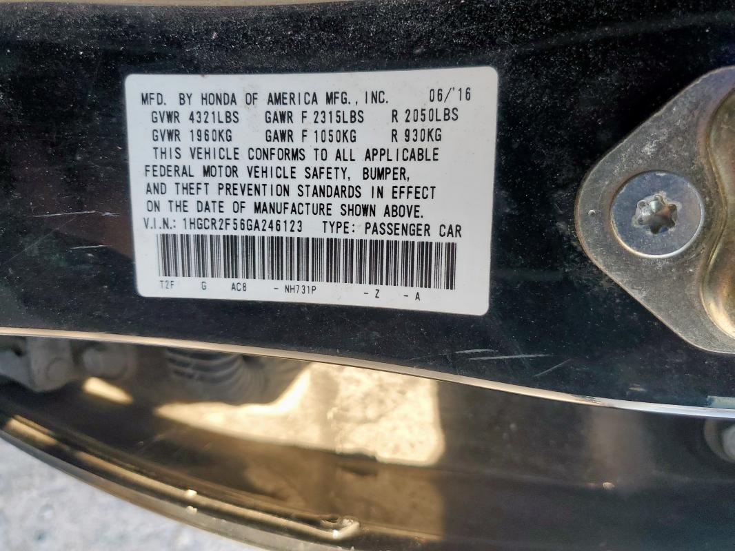1HGCR2F56GA246123 - 2016 HONDA ACCORD SPORT 黑色 照片 12
