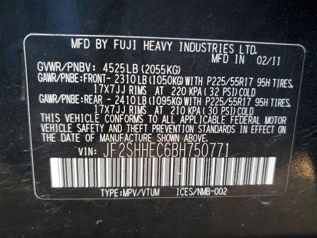 JF2SHHEC6BH750771 - 2011 SUBARU FORESTER LIMITED BLACK photo 13