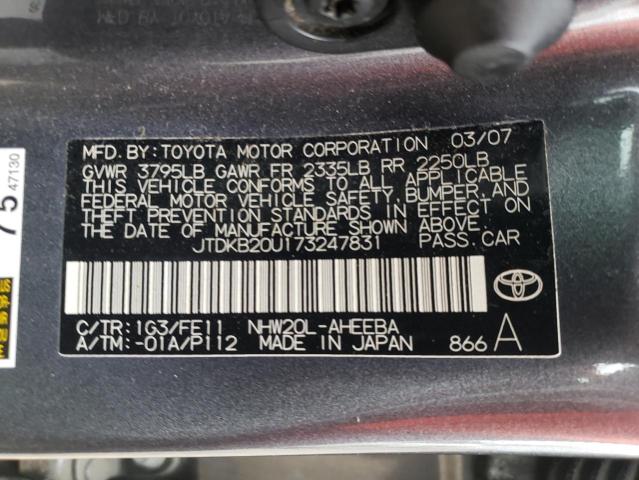 JTDKB20U173247831 - 2007 TOYOTA PRIUS GRAY photo 12