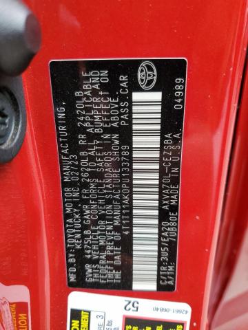 4T1T11AK0PU133789 - 2023 TOYOTA CAMRY SE NIGHT SHADE RED photo 12