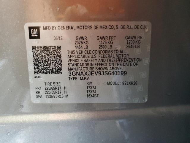 3GNAXJEV9JS640199 - 2018 CHEVROLET EQUINOX LT رمادي صورة 13