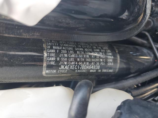 JKAEXEC17BDA64838 - 2011 KAWASAKI EX650 C Siyah fotoğraf 9