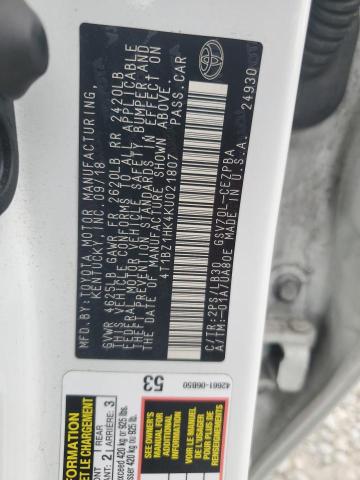 4T1BZ1HK4KU021807 - 2019 TOYOTA CAMRY XSE Weiß Foto 12