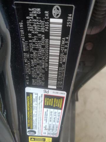 4T1BF1FK2CU030096 - 2012 TOYOTA CAMRY BASE BLACK photo 12