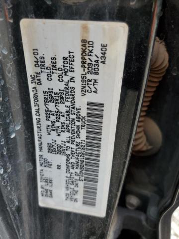 5TEGN92N81Z815271 - 2001 TOYOTA TACOMA DOUBLE CAB PRERUNNER BLACK photo 12