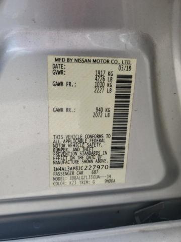 1N4AL3AP8JC227970 - 2018 NISSAN ALTIMA 2.5 ვერცხლისფერი ფოტო 12