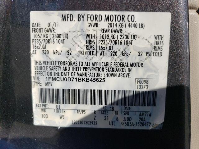 1FMCU0D71BKB45625 - 2011 FORD ESCAPE XLT GRAY photo 14