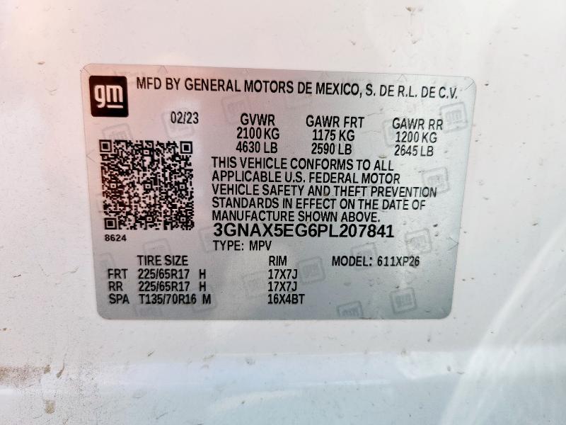 3GNAX5EG6PL207841 - 2023 CHEVROLET EQUINOX LS 白色 照片 13