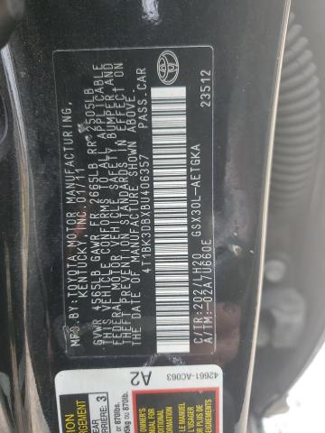 4T1BK3DBXBU406357 - 2011 TOYOTA AVALON BASE Чорний фото 12