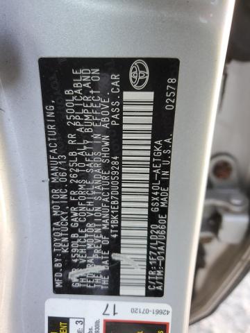4T1BK1EB7DU059284 - 2013 TOYOTA AVALON BASE 银色 照片 12