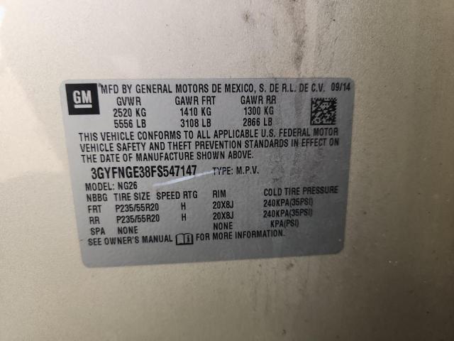 3GYFNGE38FS547147 - 2015 CADILLAC SRX PREMIUM COLLECTION GOLD photo 13