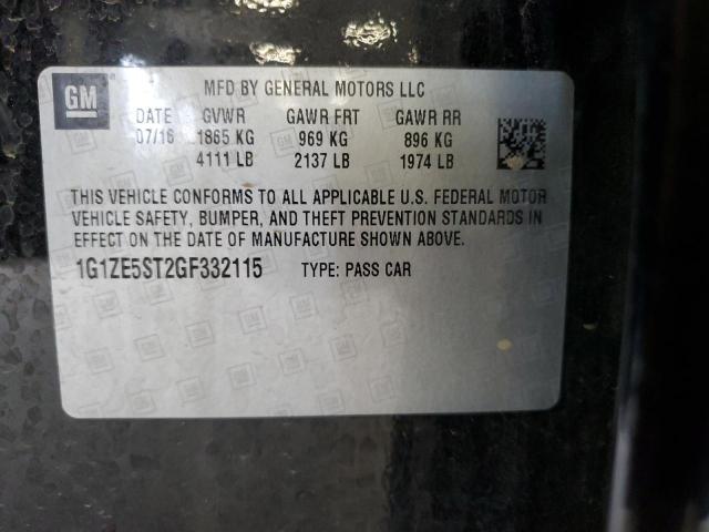 1G1ZE5ST2GF332115 - 2016 CHEVROLET MALIBU LT BLACK photo 12