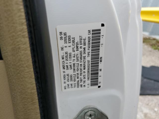 1HGCS22809A002197 - 2009 HONDA ACCORD EXL 白色 照片 12