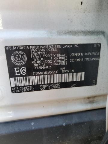 2T3RWRFV6KW045133 - 2019 TOYOTA RAV4 XLE 白色 照片 14