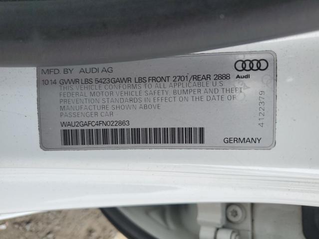 WAU2GAFC4FN022863 - 2015 AUDI A7 PRESTIGE Սպիտակ լուսանկար 13