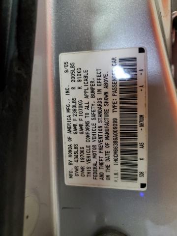 1HGCM66386A009099 - 2006 HONDA ACCORD LX Silber Foto 12