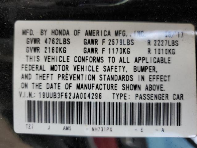 19UUB3F62JA004296 - 2018 ACURA TLX TECH+A Սև լուսանկար 13