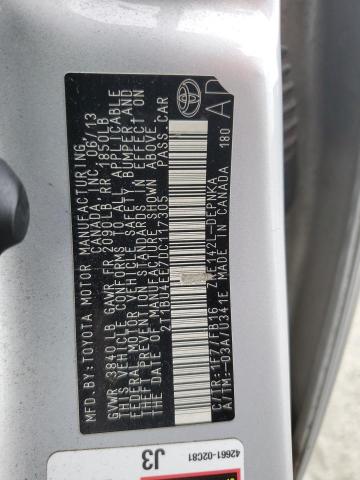 2T1BU4EE7DC117305 - 2013 TOYOTA COROLLA BASE SILVER photo 12