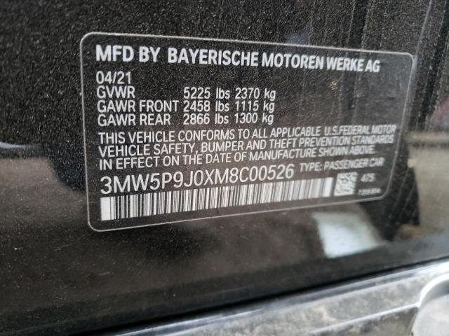 3MW5P9J0XM8C00526 - 2021 BMW 330XE Czarny zdjęcie 12