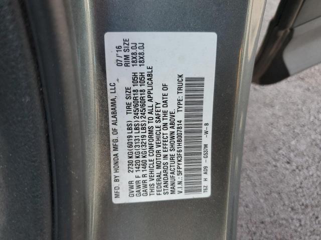 5FPYK3F61HB007814 - 2017 HONDA RIDGELINE RTL GRAY photo 13