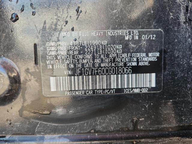 JF1GV7F60CG018066 - 2012 SUBARU IMPREZA WRX 黑色 照片 13