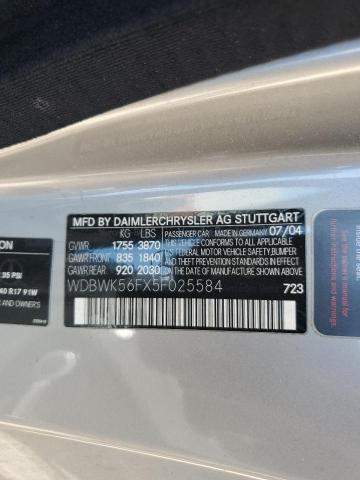 WDBWK56FX5F025584 - 2005 MERCEDES-BENZ SLK 350 SILVER photo 12
