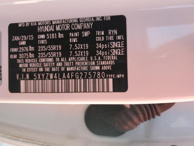 5XYZW4LA4FG275780 - 2015 HYUNDAI SANTA FE S WHITE photo 14