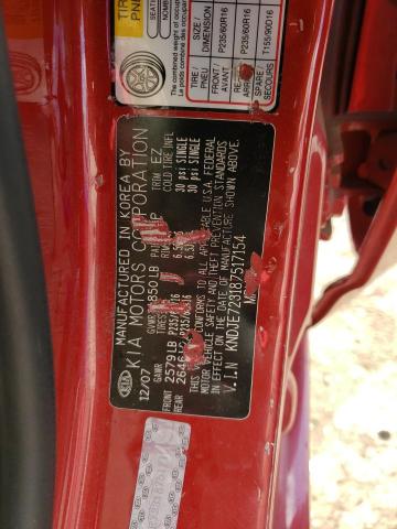 KNDJE723187517154 - 2008 KIA SPORTAGE EX RED photo 13