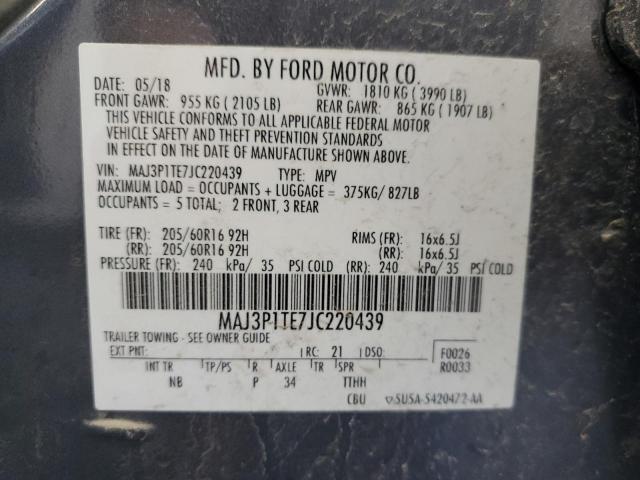 MAJ3P1TE7JC220439 - 2018 FORD ECOSPORT SE Сірий фото 14