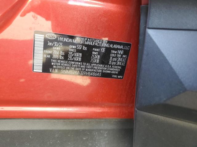 5NMS24AJ2PH548643 - 2023 HYUNDAI SANTA FE SEL წითელი ფოტო 12